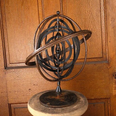 #55839 Metal Garden Armillary on Ornate Pedestal image 3