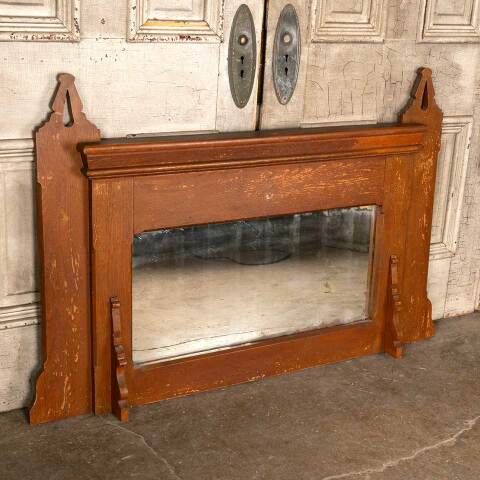 #7187 Antique Oak Over Mantel Fireplace Mirror image 2