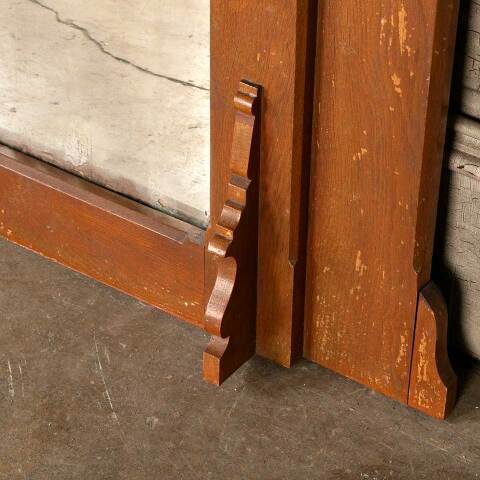 #7187 Antique Oak Over Mantel Fireplace Mirror image 3