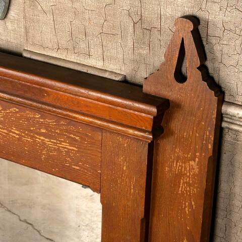 #7187 Antique Oak Over Mantel Fireplace Mirror image 4