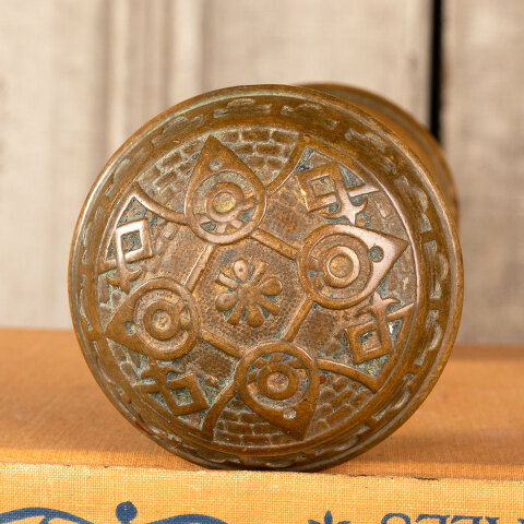 #889 Antique Norwalk Lock Co. Brass Doorknobs image 3